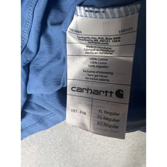 Carhartt Shirt Mens X-Large Original Fit Blue  Pocket Tee Crew Neck S/S Solid - Picture 6 of 9